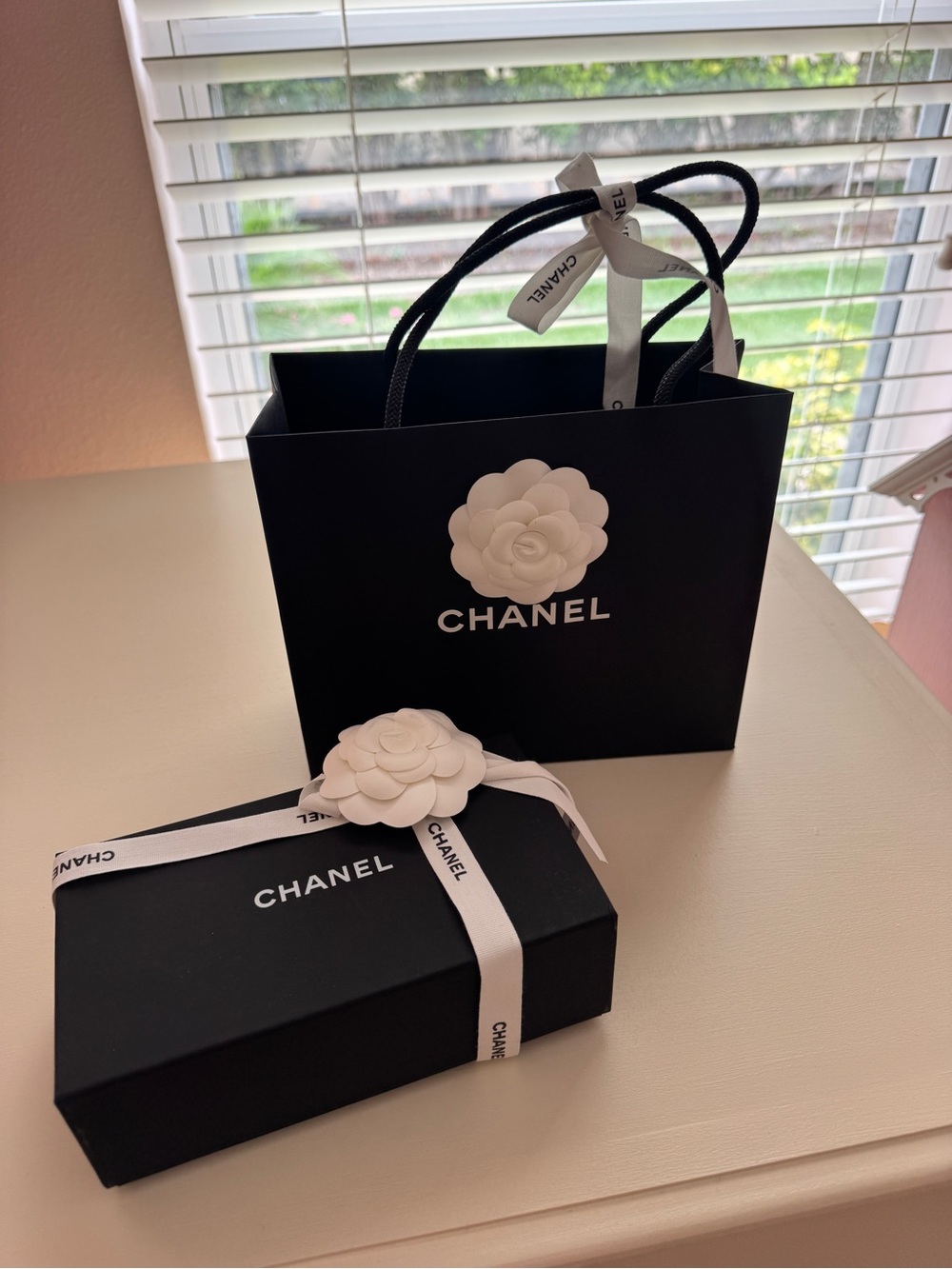 Authentic Chanel Shopping Bag and Chanel Box / Chanel Sunglass Box